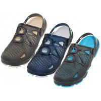 S8880M - Wholesale Men's "Wave" Super Soft Hicker Clogs with Sling Back Sandals (*Asst. Beige, Turquoise & Navy Blue)